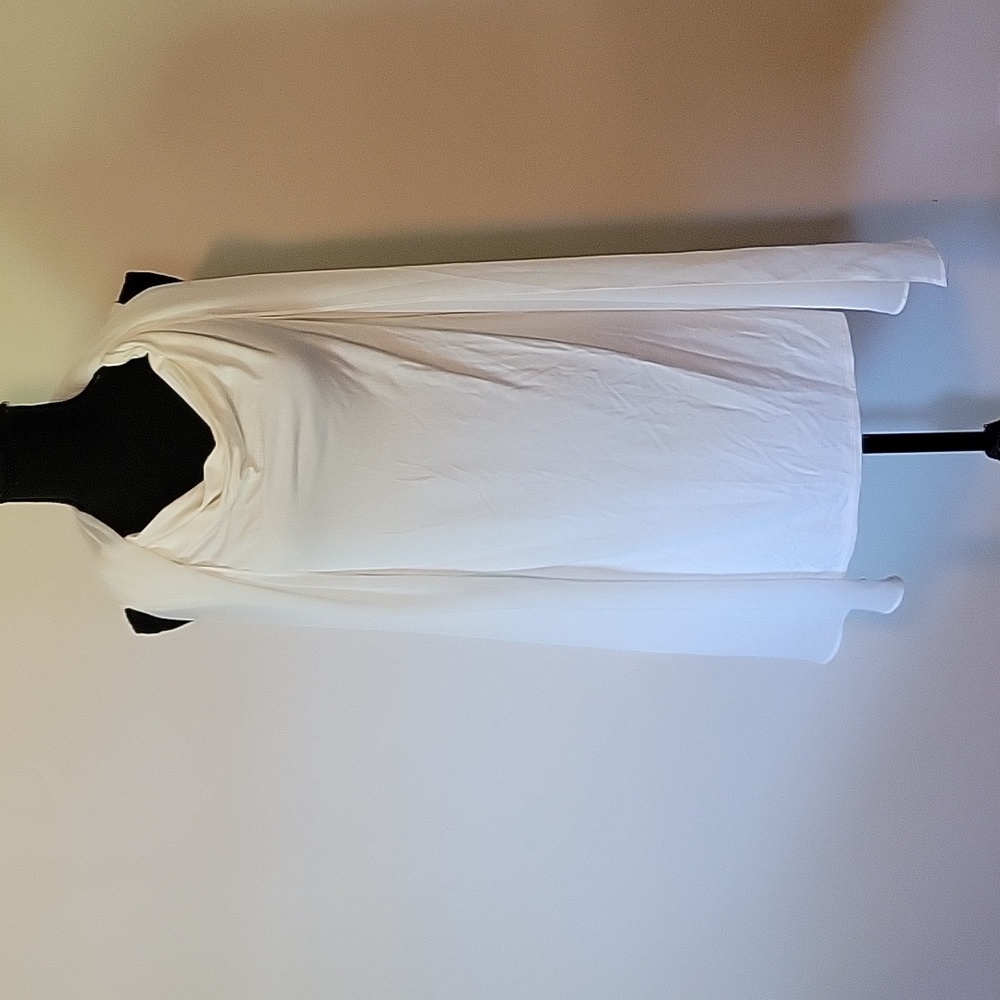 White house Black market ivory cowl neck sleeveless tong tee with faux scarf. M
